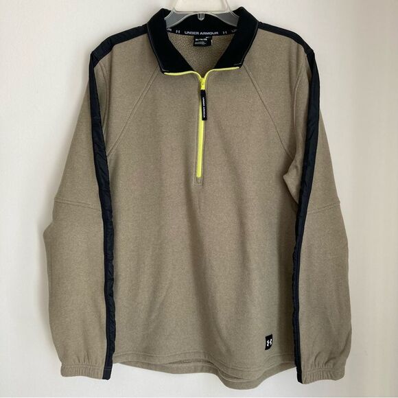 UNDER ARMOUR MENS COLDGEAR PULLOVER 1/4 ZIP JACKET TAN & BLACK Size XL - EUC! - Picture 3 of 9